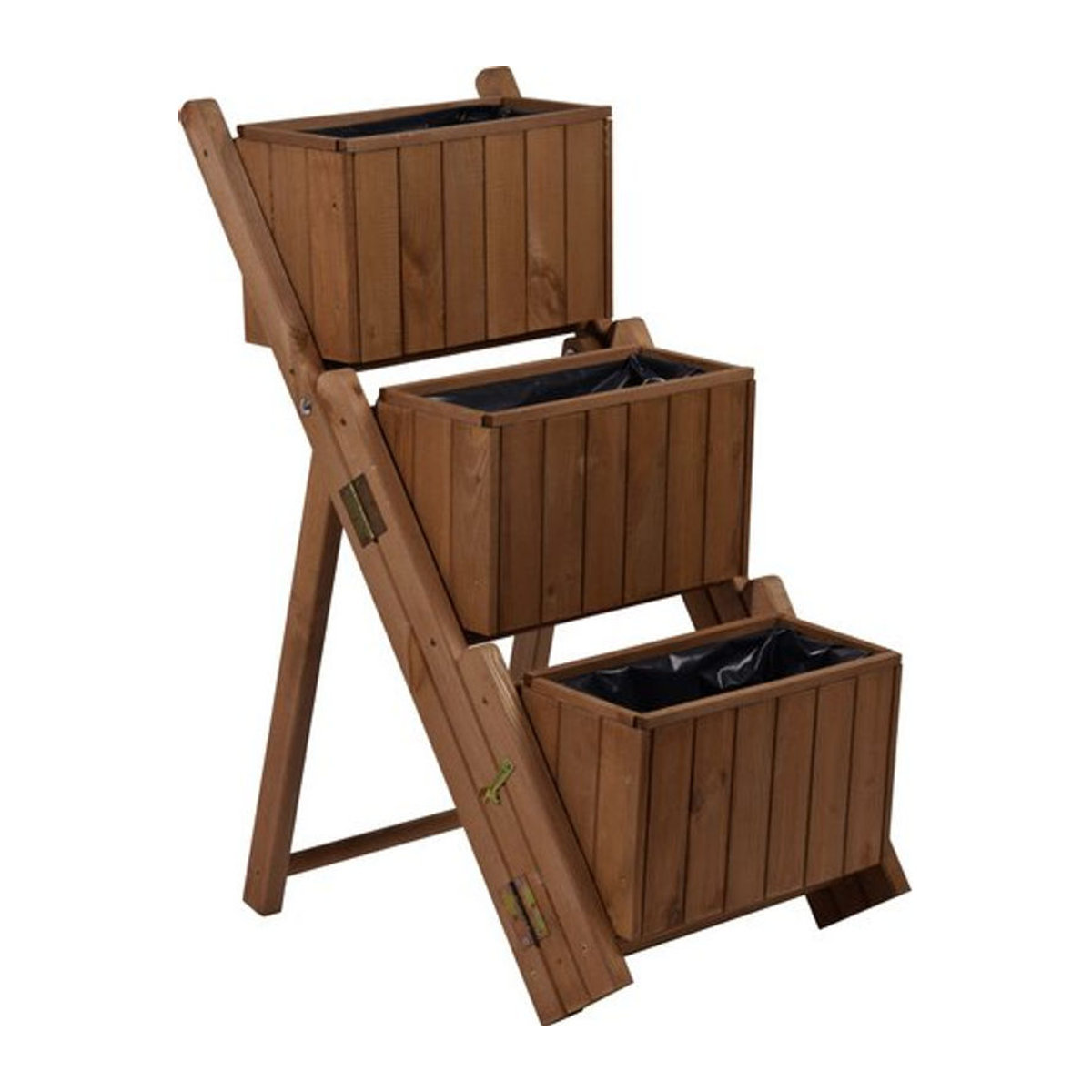 Dobar Ausklappbare Pflanztreppe aus Kiefernholz mit 3 Pflanzkästen, Braun, B/H/T: 41 x 85 x 55 cm - Bild 2
