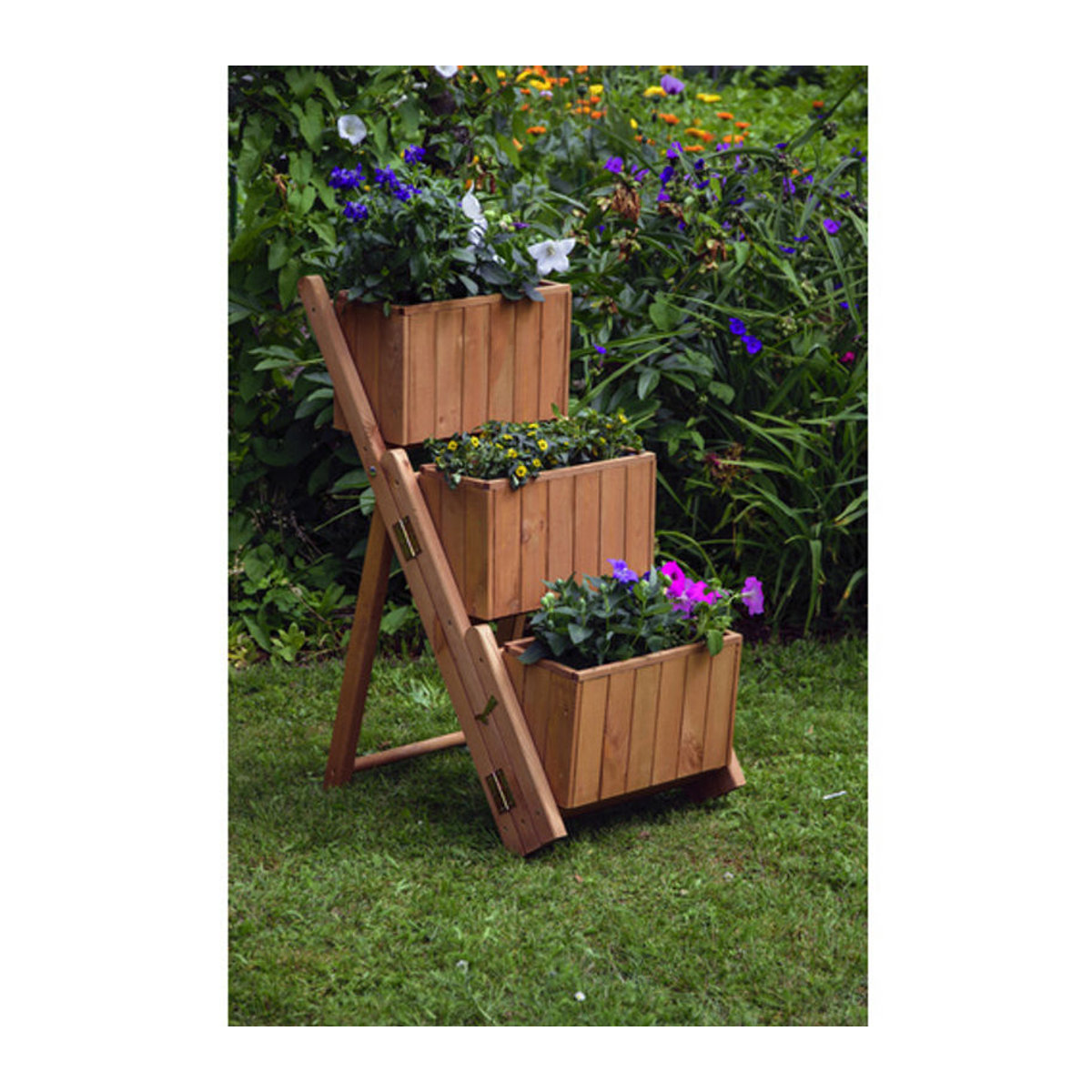 Dobar Ausklappbare Pflanztreppe aus Kiefernholz mit 3 Pflanzkästen, Braun, B/H/T: 41 x 85 x 55 cm - Bild 5