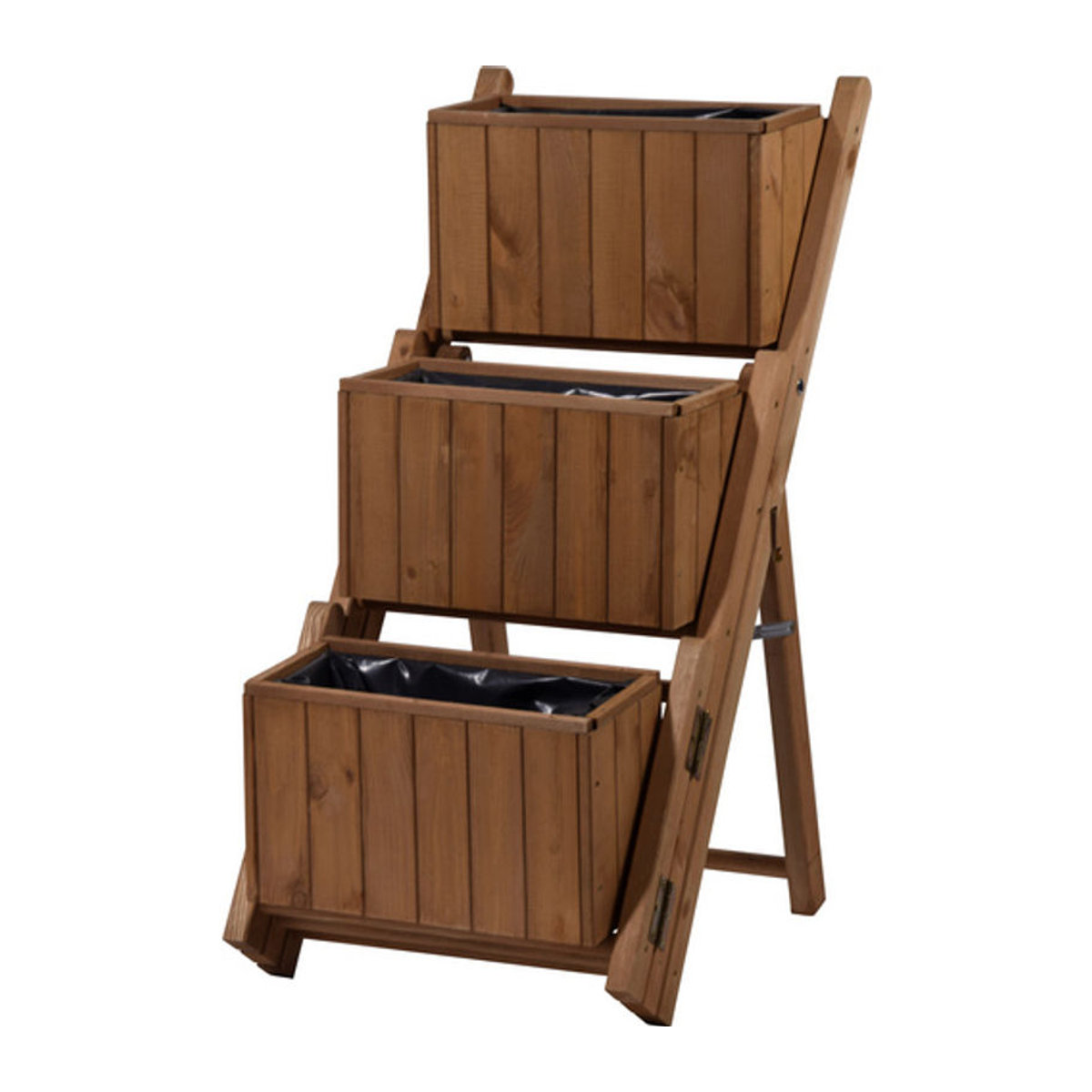Dobar Ausklappbare Pflanztreppe aus Kiefernholz mit 3 Pflanzkästen, Braun, B/H/T: 41 x 85 x 55 cm - Bild 6