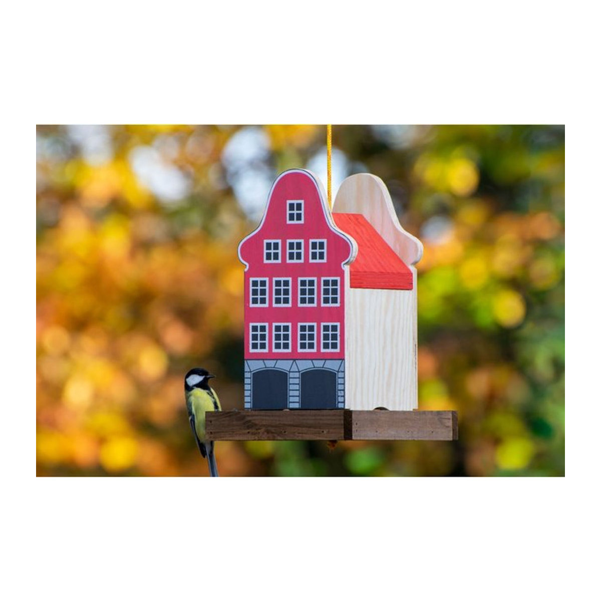 dobar Deko-Vogelhaus Münster aus Holz in Rot im Landhausstil zum Aufhängen - Bild 1