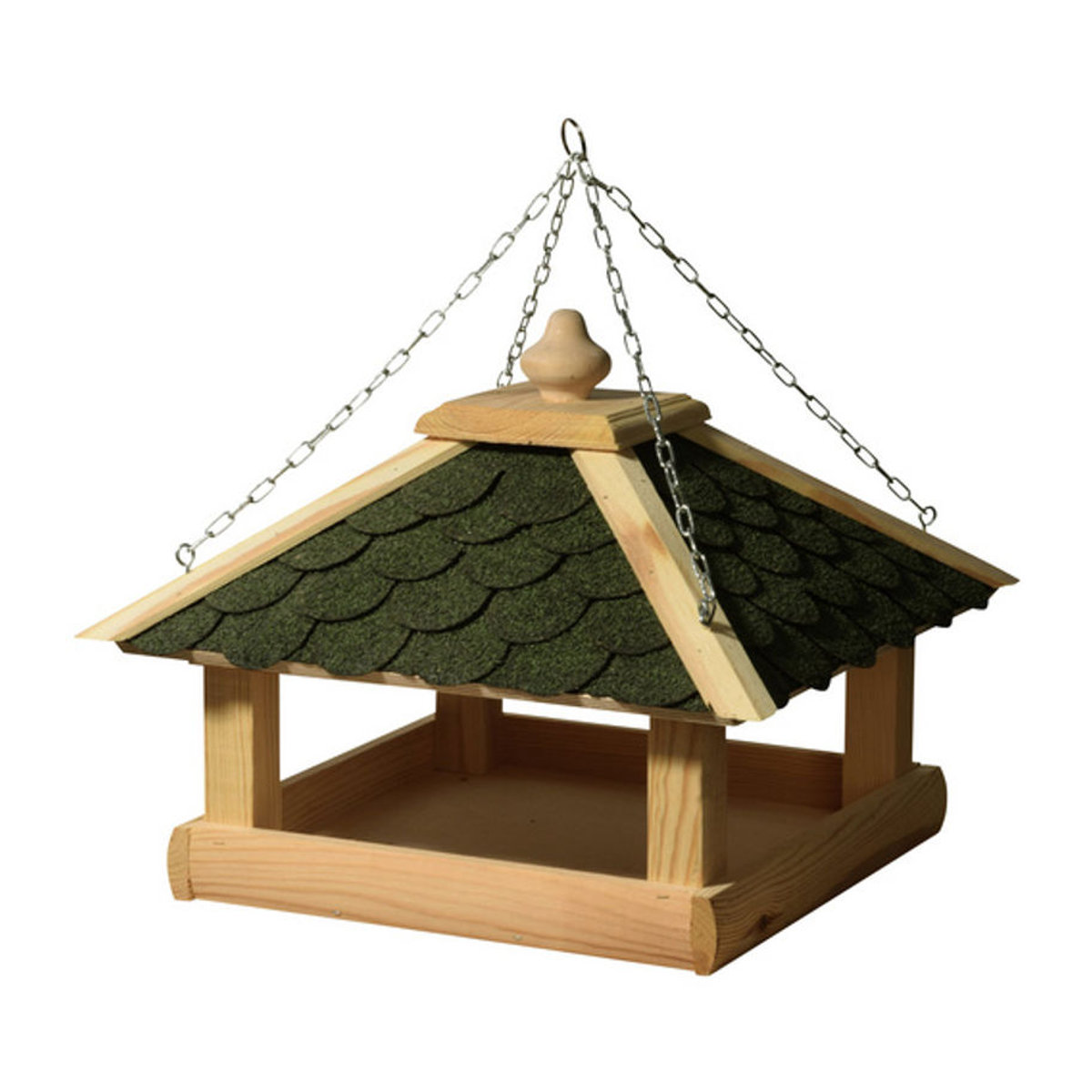 dobar Futterhaus aus Kiefernholz mit grünen Bitumenschindeln - Bild 4