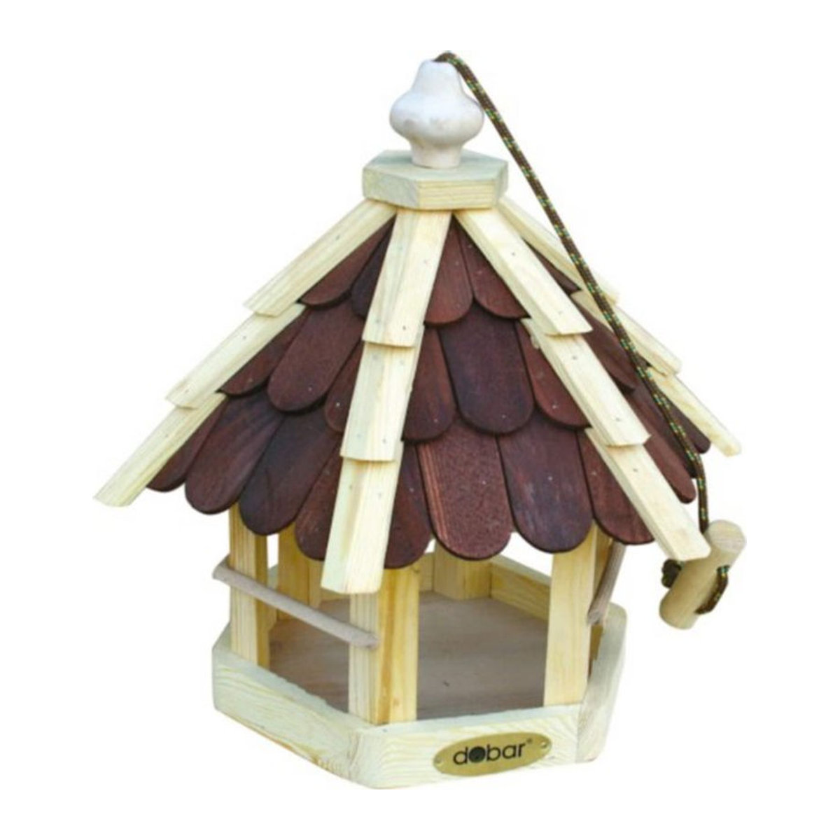 dobar Futterhaus für Wildvögel aus Kiefernholz mit lasierten Holzschindeln in Natur/Braun inkl. Kordel - Bild 1