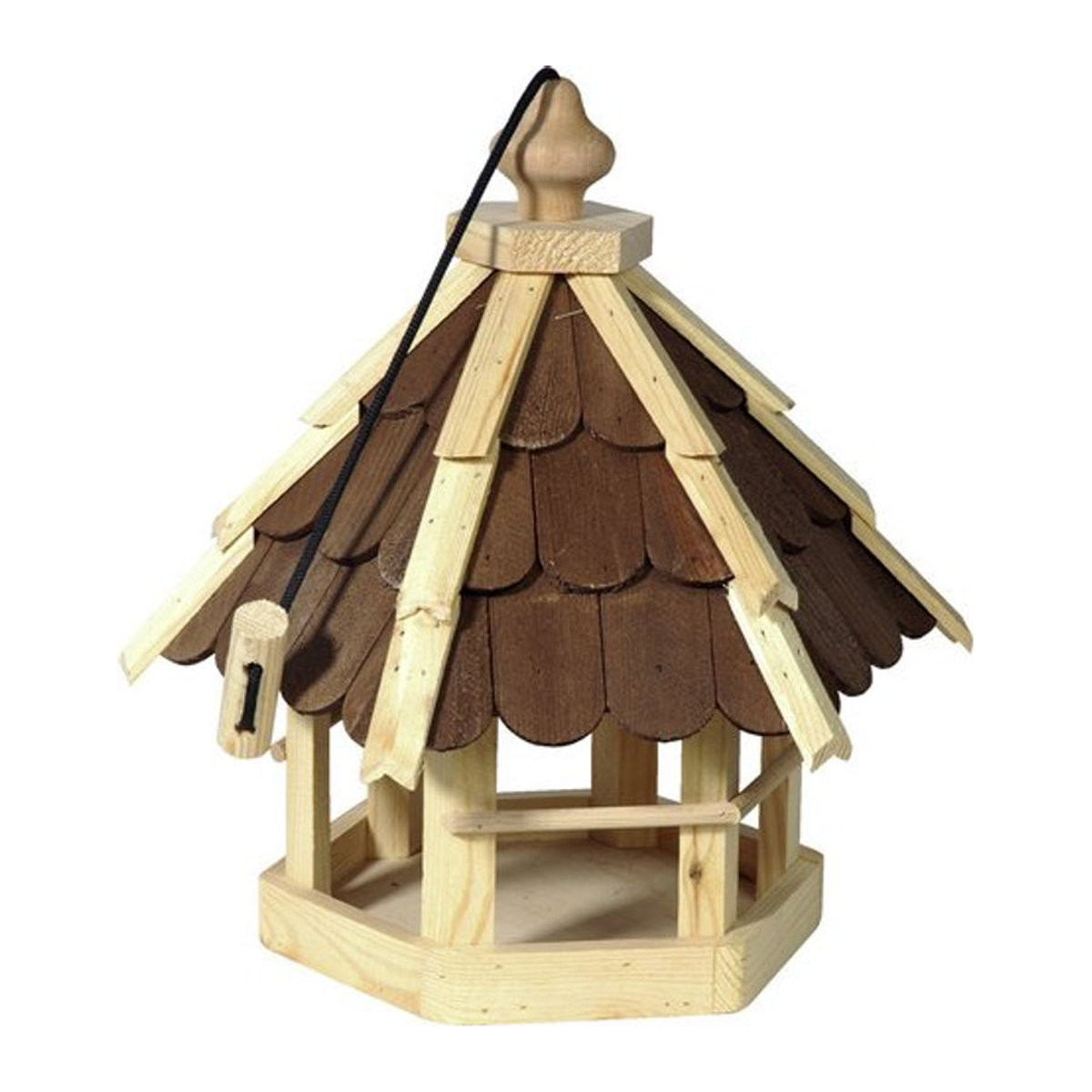 dobar Futterhaus für Wildvögel aus Kiefernholz mit lasierten Holzschindeln in Natur/Braun inkl. Kordel - Bild 2