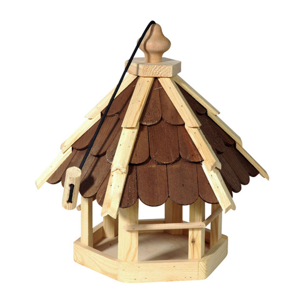 dobar Futterhaus für Wildvögel aus Kiefernholz mit lasierten Holzschindeln in Natur/Braun inkl. Kordel - Bild 3