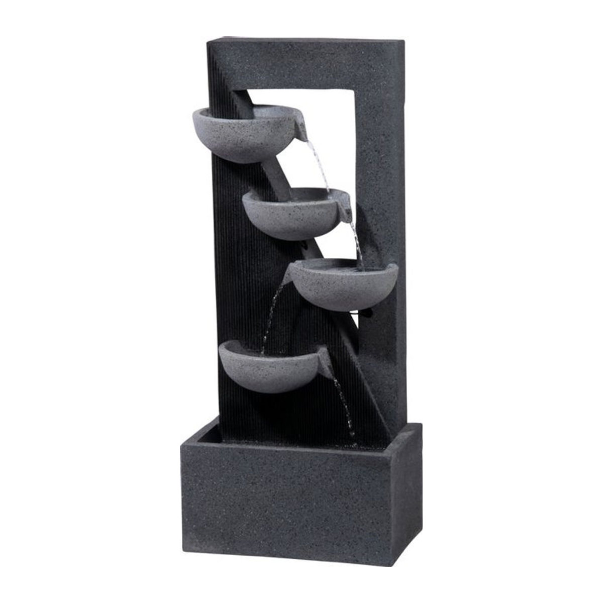 Dobar Gartenbrunnen aus Polyresin in Grau mit 4 Schalen, LED-Beleuchtung und Kaskaden-Effekt, B/T/H: 25 x 40 x 92 cm - Bild 1