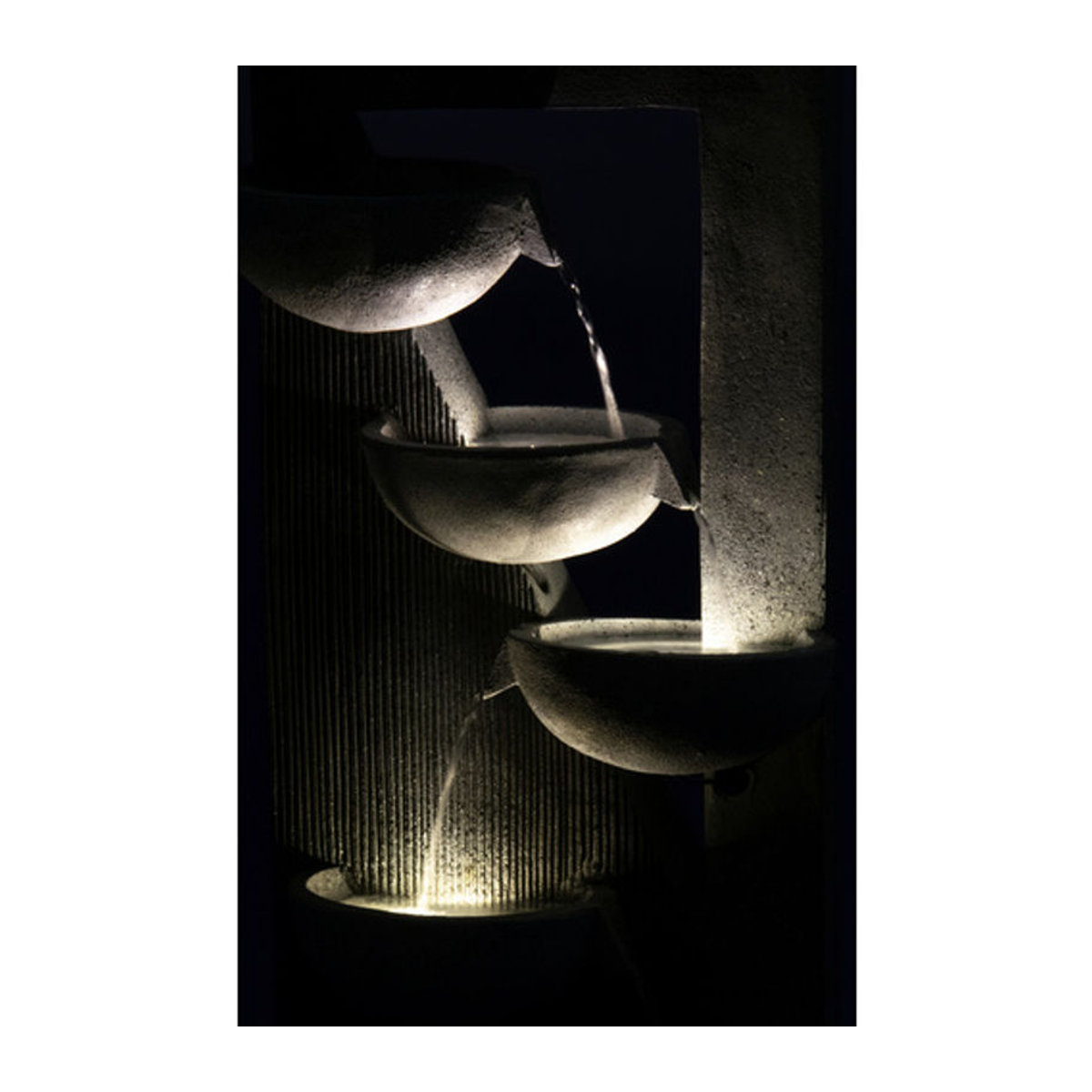 Dobar Gartenbrunnen aus Polyresin in Grau mit 4 Schalen, LED-Beleuchtung und Kaskaden-Effekt, B/T/H: 25 x 40 x 92 cm - Bild 4