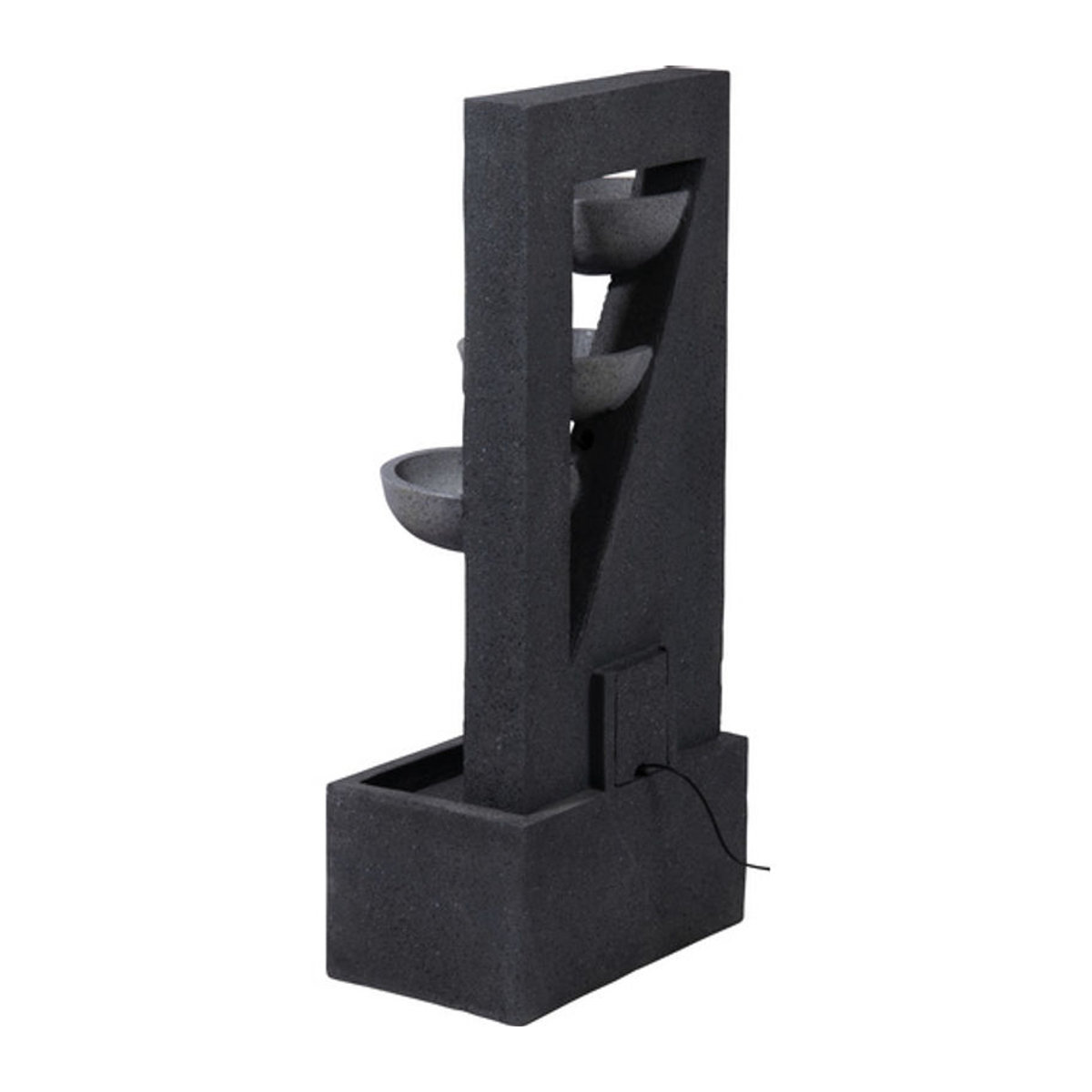 Dobar Gartenbrunnen aus Polyresin in Grau mit 4 Schalen, LED-Beleuchtung und Kaskaden-Effekt, B/T/H: 25 x 40 x 92 cm - Bild 5