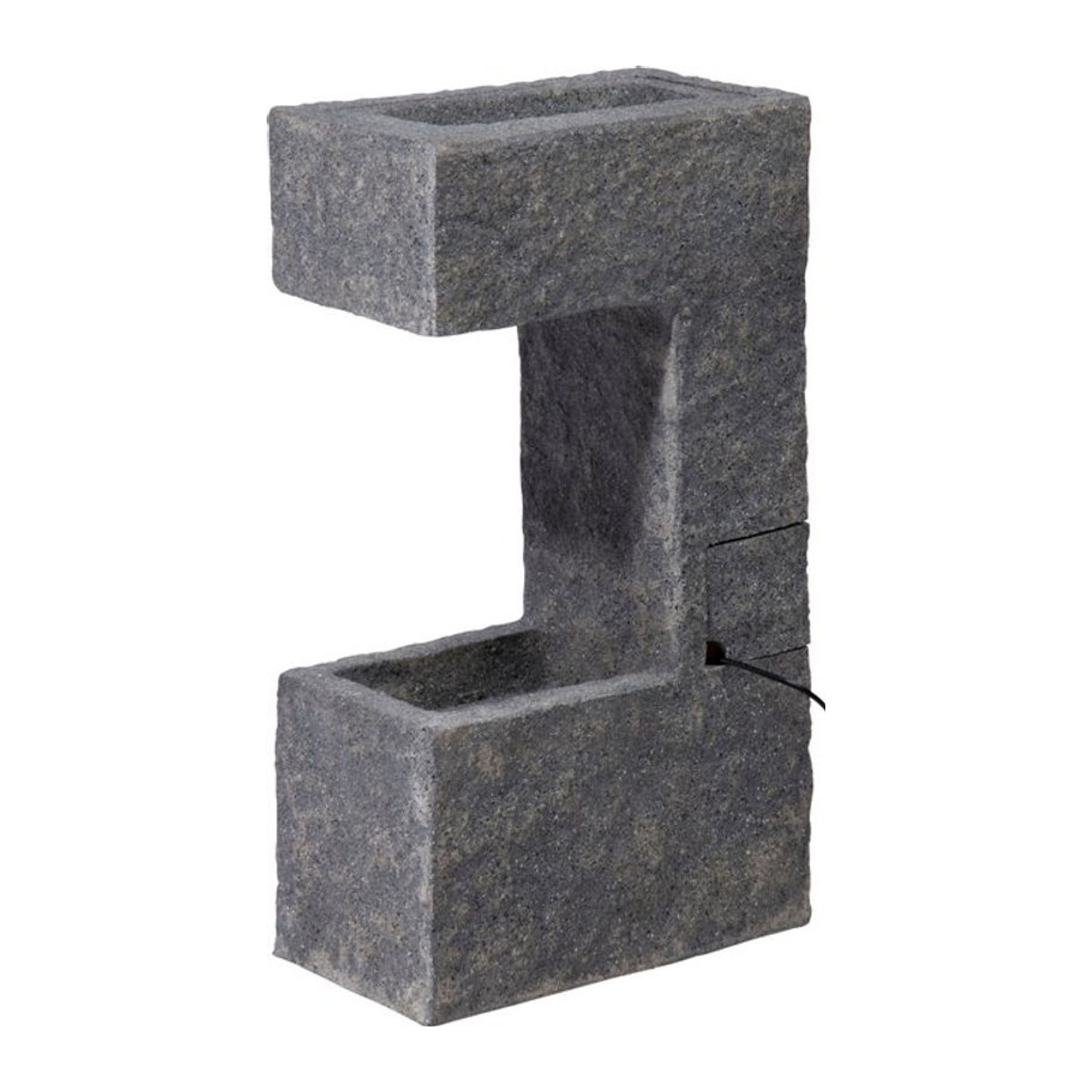 Dobar Gartenbrunnen aus Polyresin in Grau mit LED-Beleuchtung, Pflanzkasten und Wasserfall, B/H/T: 20,5 x 70 x 39 cm - Bild 1