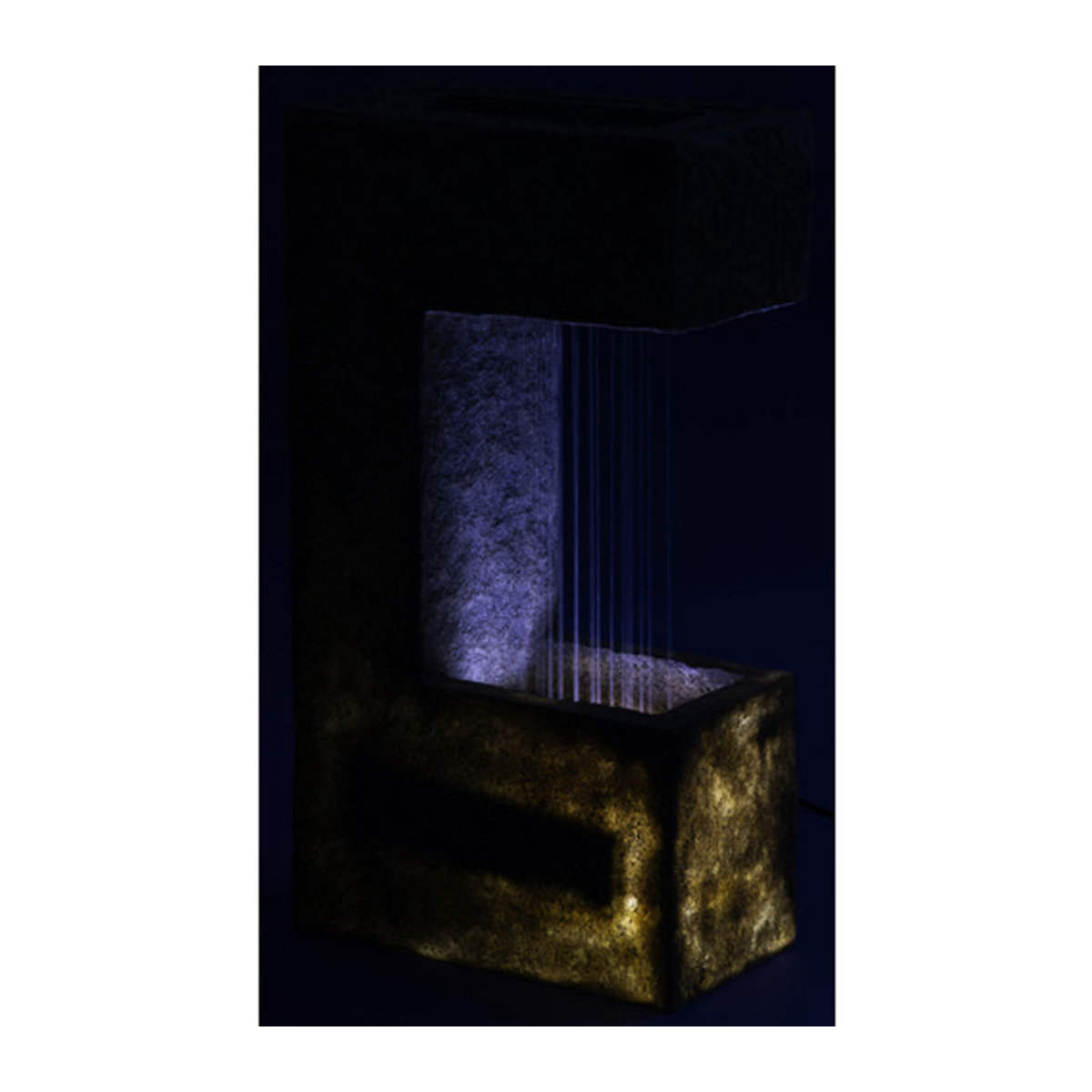 Dobar Gartenbrunnen aus Polyresin in Grau mit LED-Beleuchtung, Pflanzkasten und Wasserfall, B/H/T: 20,5 x 70 x 39 cm - Bild 4