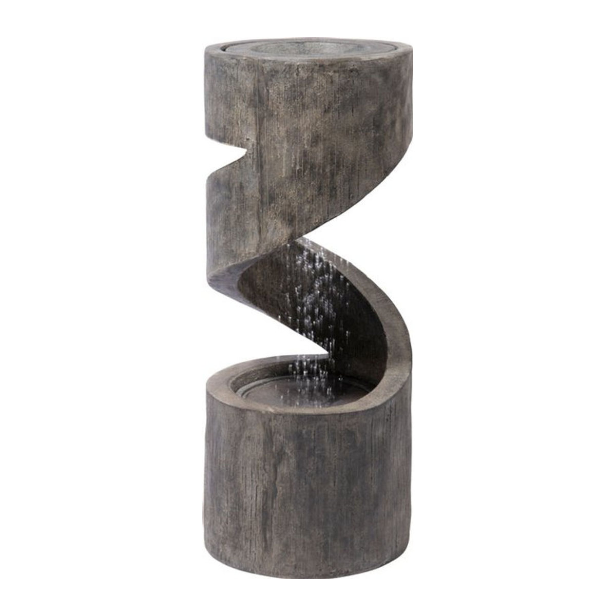 Dobar Gartenbrunnen aus Polyresin in Grau mit LED-Beleuchtung und Wasserfall-Effekt, B/T/H: 31,5 x 31,5 x 79,5 cm - Bild 1