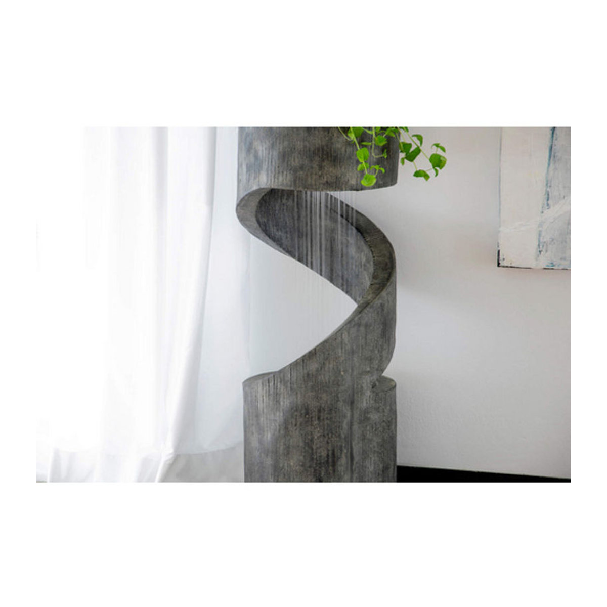 Dobar Gartenbrunnen aus Polyresin in Grau mit LED-Beleuchtung und Wasserfall-Effekt, B/T/H: 31,5 x 31,5 x 79,5 cm - Bild 2