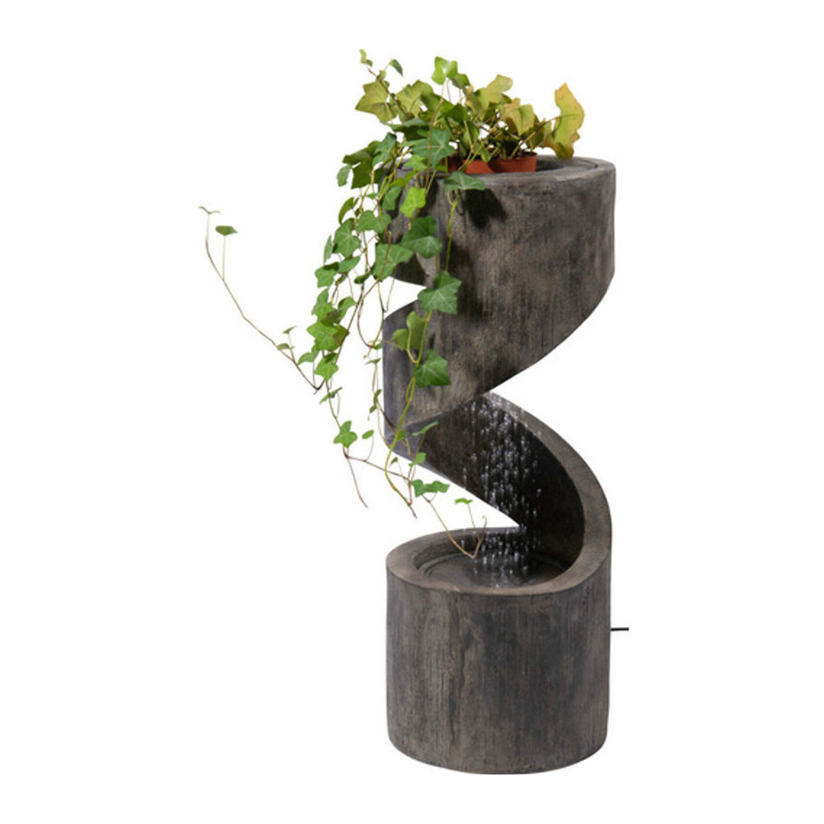 Dobar Gartenbrunnen aus Polyresin in Grau mit LED-Beleuchtung und Wasserfall-Effekt, B/T/H: 31,5 x 31,5 x 79,5 cm - Bild 3