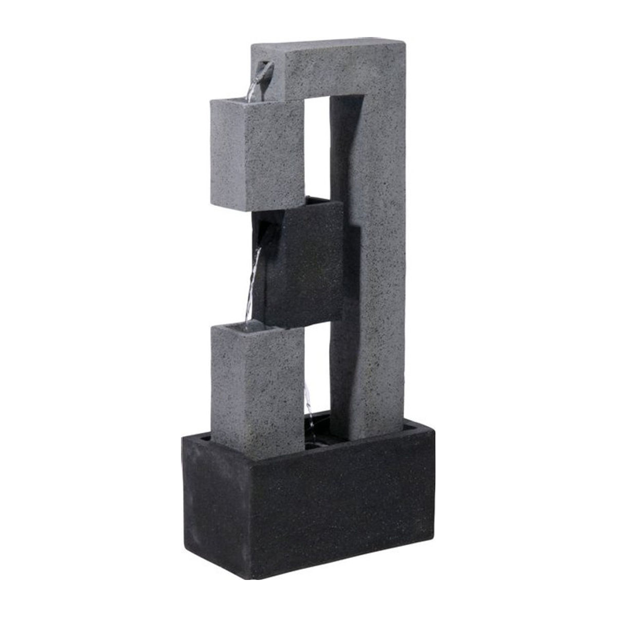Dobar Gartenbrunnen Kaskade aus Polyresin mit LED-Beleuchtung und Pumpe, grau, B/H/T: 21,5 x 90,5 x 40,5 cm - Bild 1