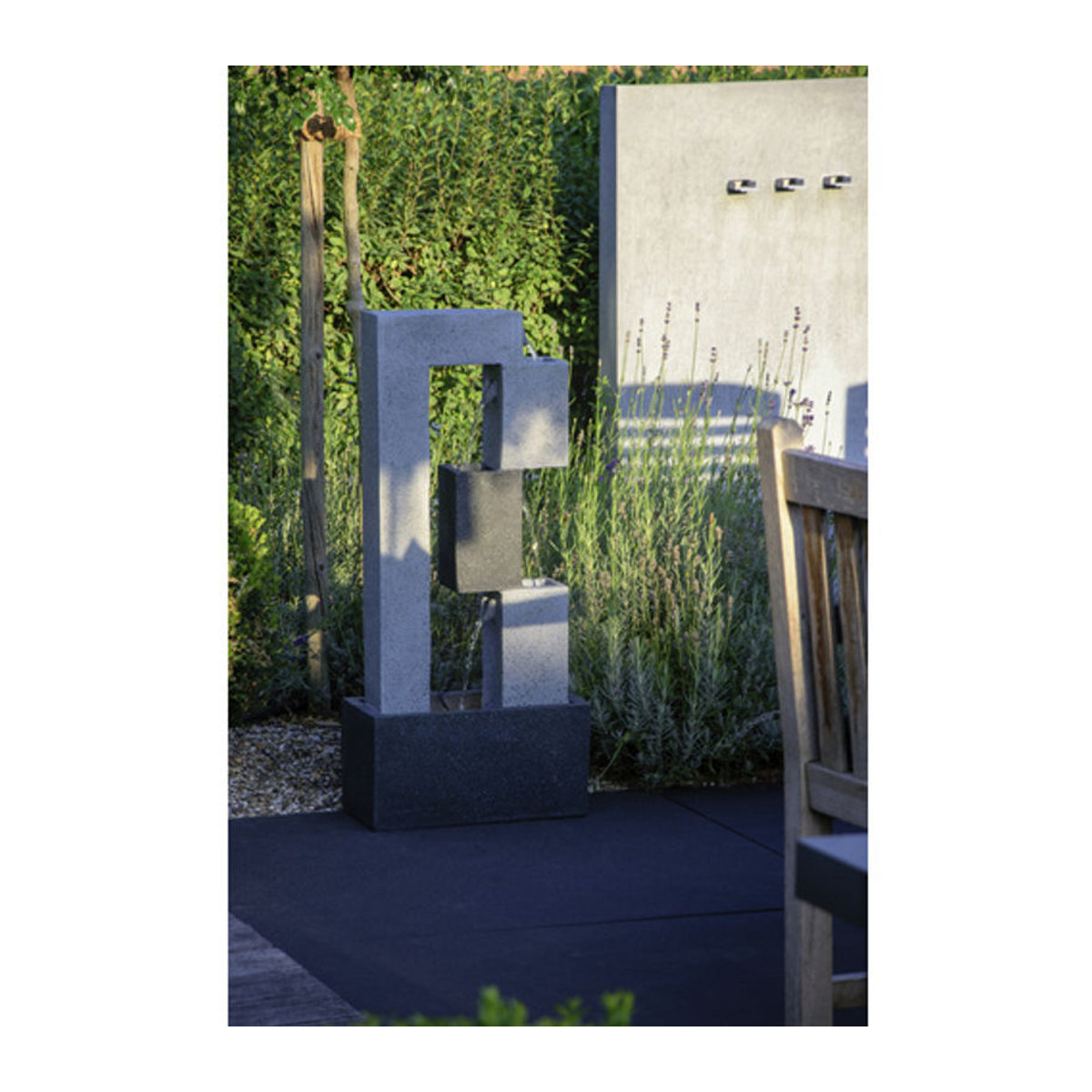 Dobar Gartenbrunnen Kaskade aus Polyresin mit LED-Beleuchtung und Pumpe, grau, B/H/T: 21,5 x 90,5 x 40,5 cm - Bild 3