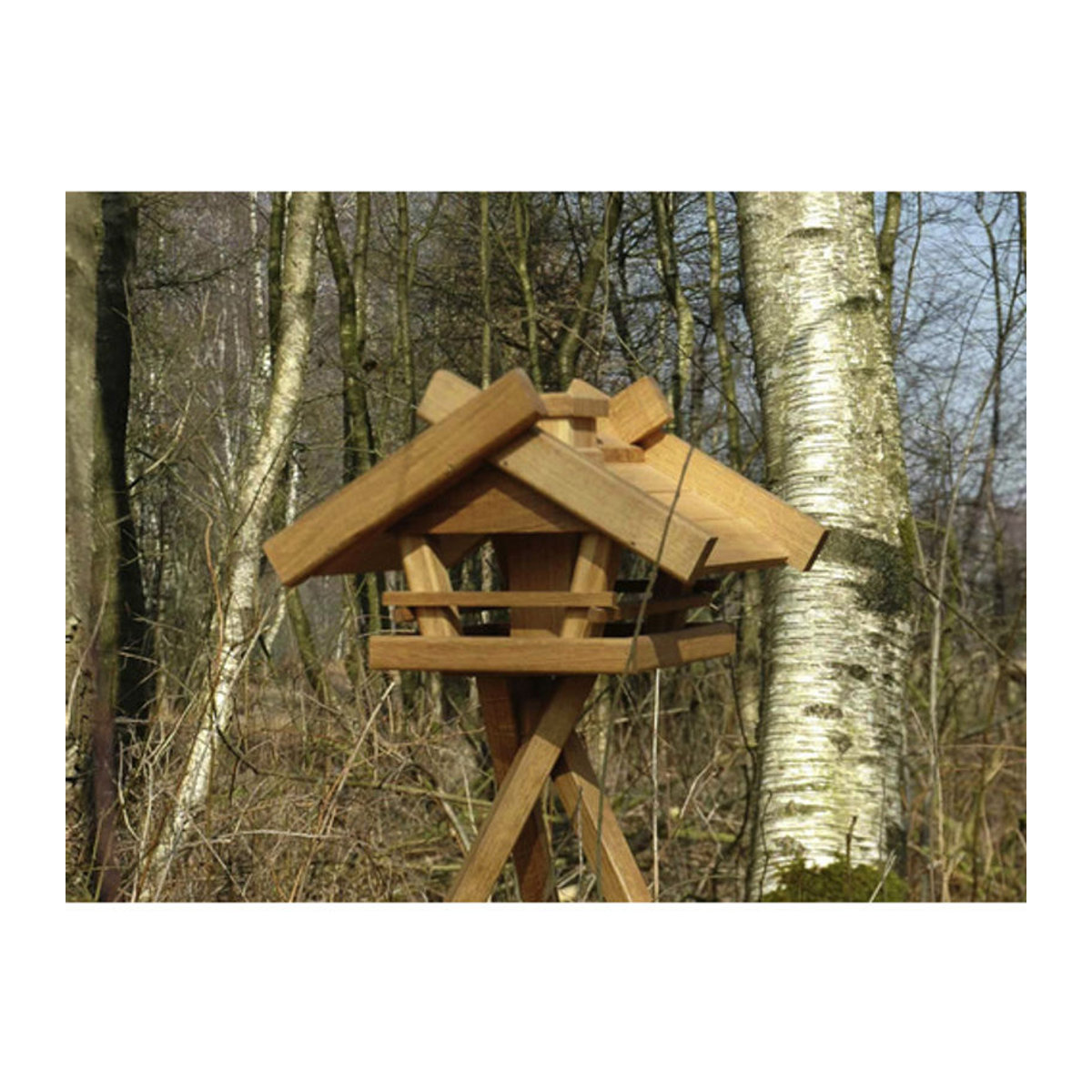 DOBAR Großes Eichen-Vogelhaus Gartenwald mit Futtersilo in Braun - Bild 2