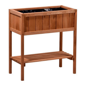 dobar Hochbeet aus Holz mit Ablage in Braun