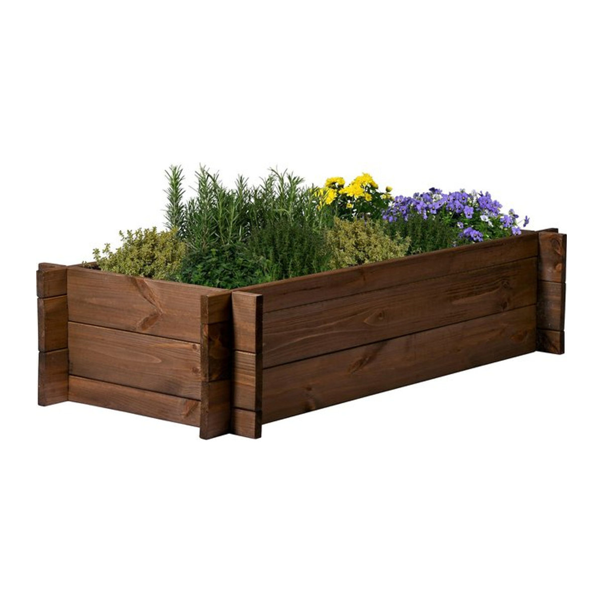 dobar Hochbeet mit Stecksystem aus Kiefer Massivholz in Braun, B: 117 cm, T: 58,5 cm, H: 27,5 cm - Bild 1