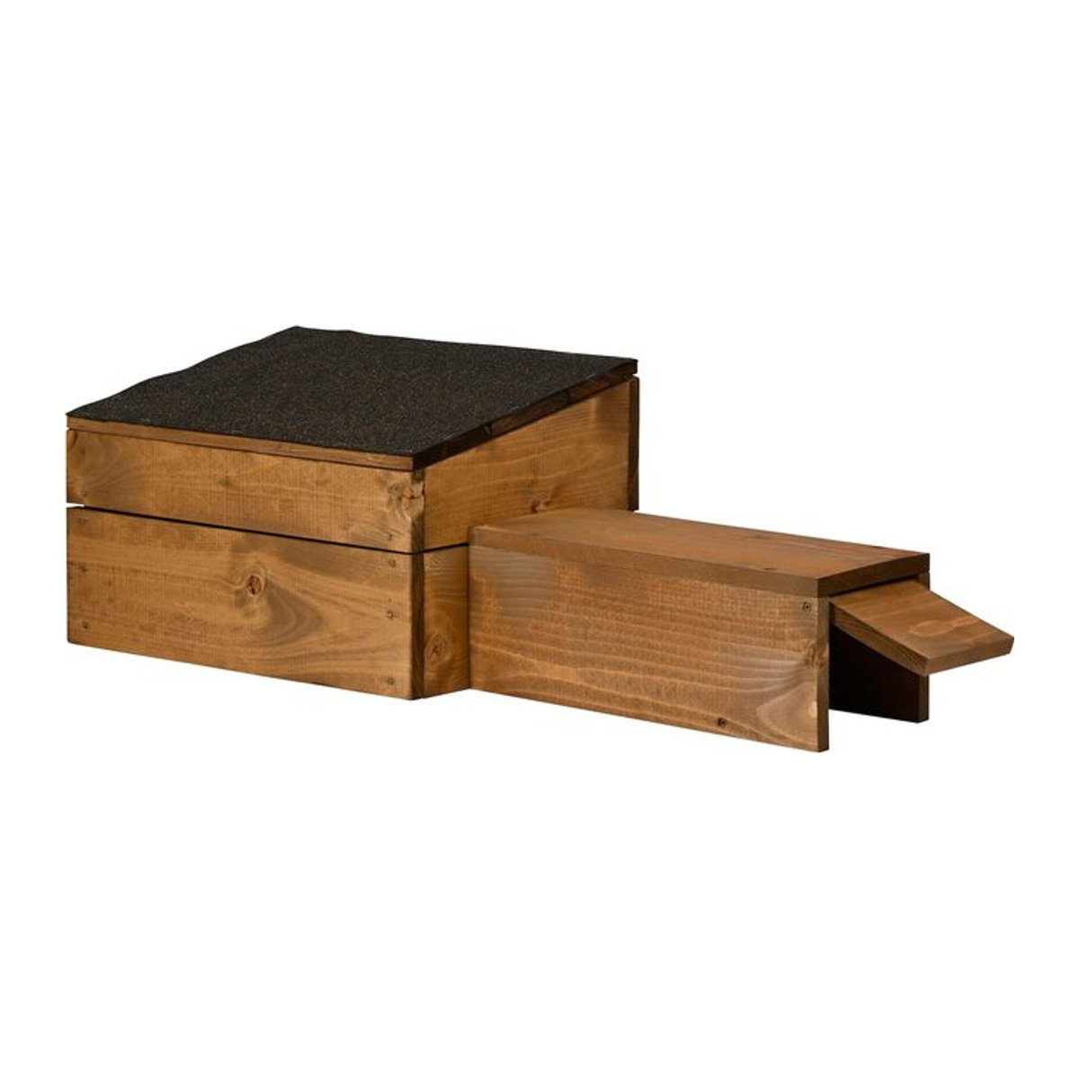 Dobar Igelhaus aus Holz mit schwarzem Bitumendach und Rattenklappe, Braun, B/H/L: 29 x 24 x 74,5 cm - Bild 1