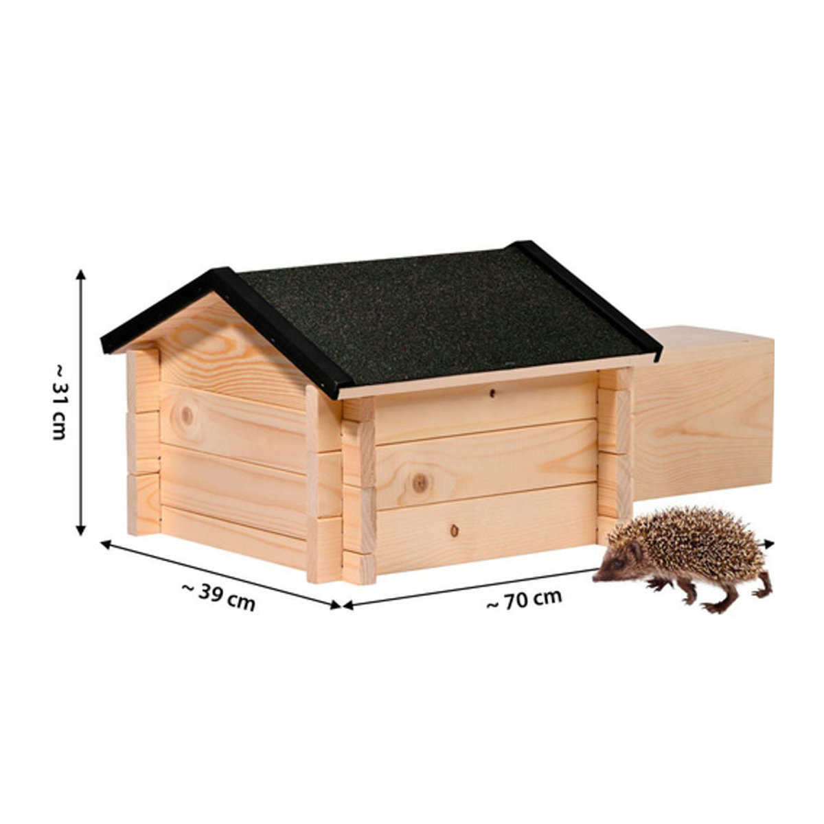 Dobar Igelhaus Tartu aus Holz in Braun, Natur oder Schwarz, B/H/T: 39 x 31 x 70 cm - Bild 2