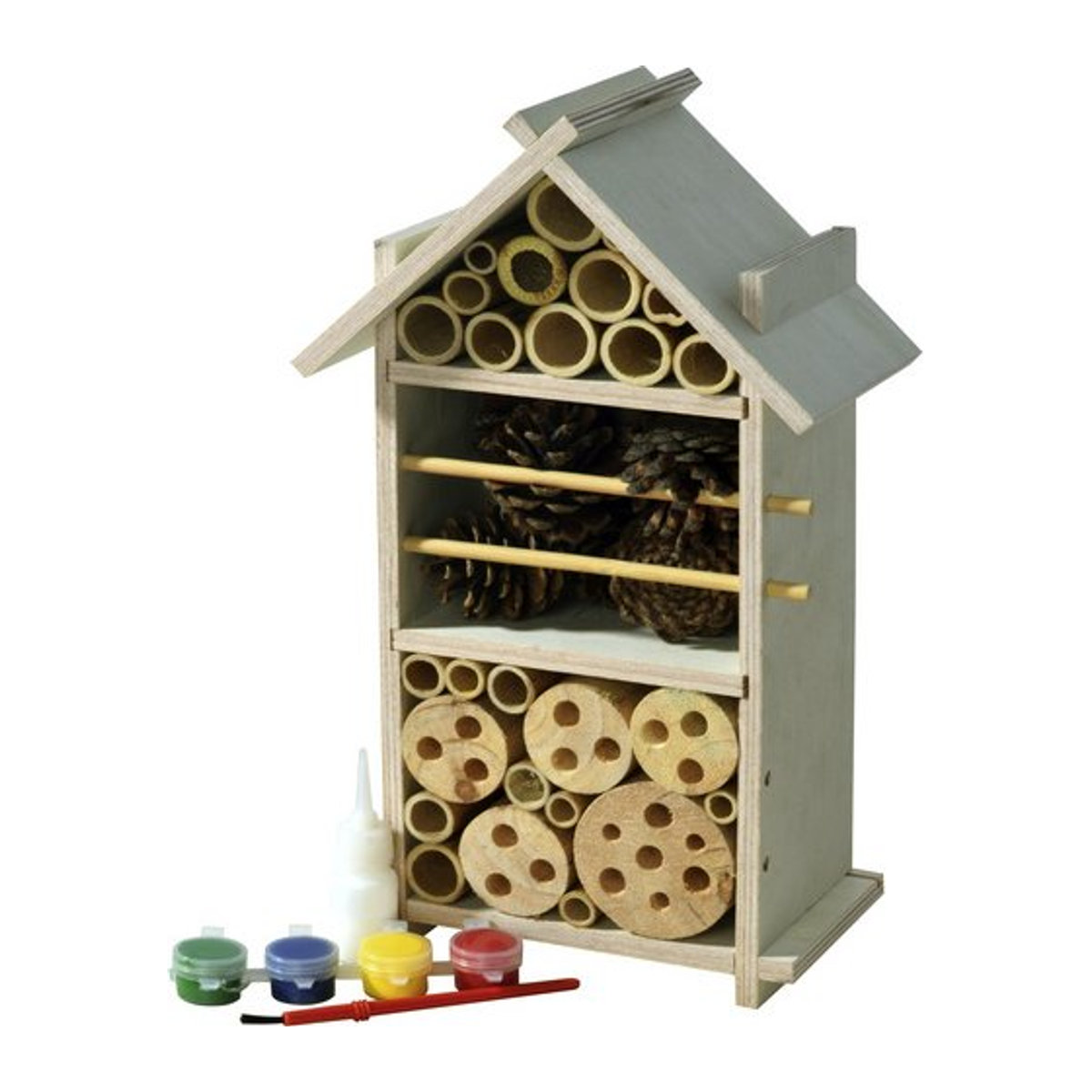 DOBAR Insektenhotel-Bausatz aus Holz in Natur und Braun inklusive Füllung - Bild 1