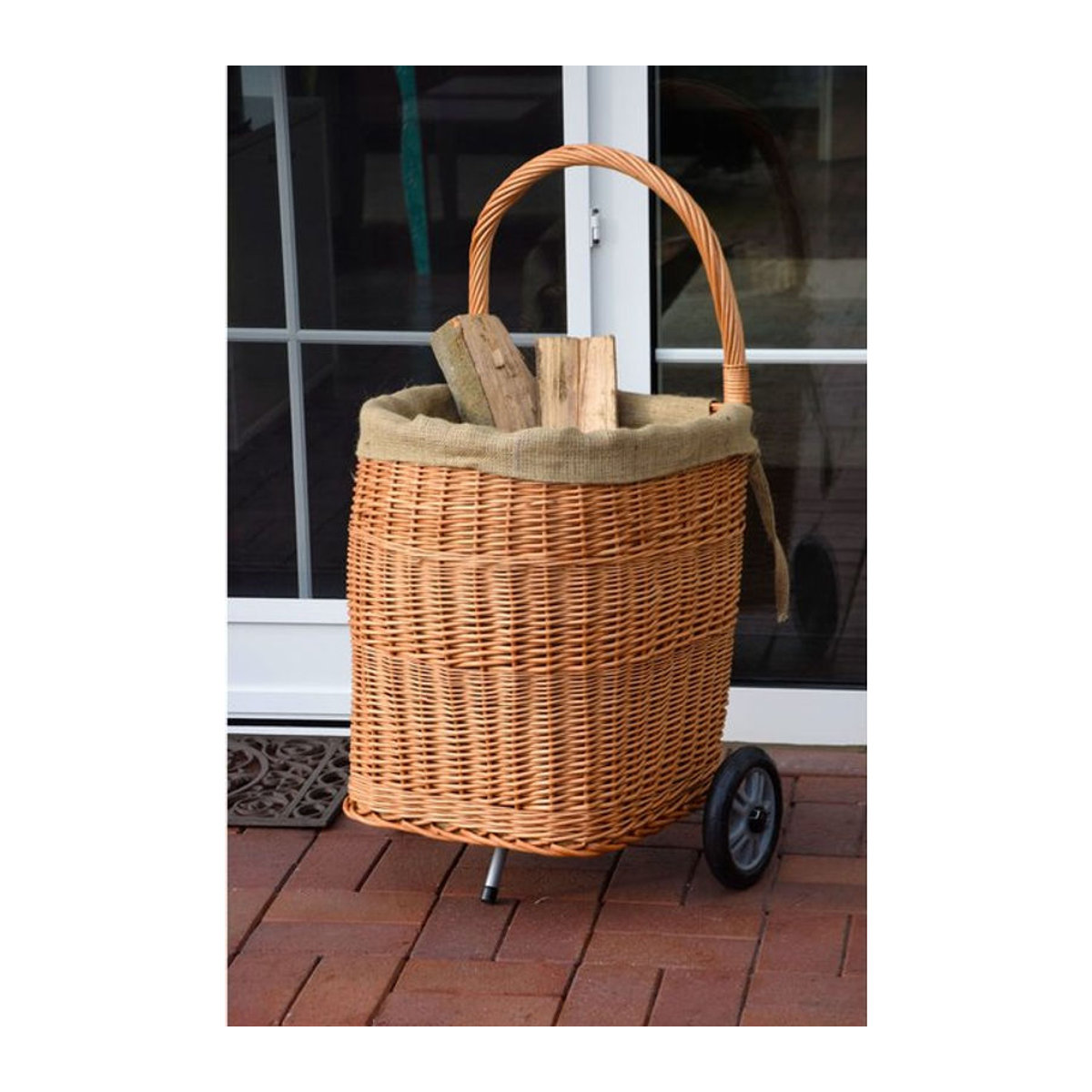 Dobar Kaminholzwagen aus geschälter Weide in Natur im Landhausstil, B/T/H: 44 x 40 x 93 cm - Bild 1