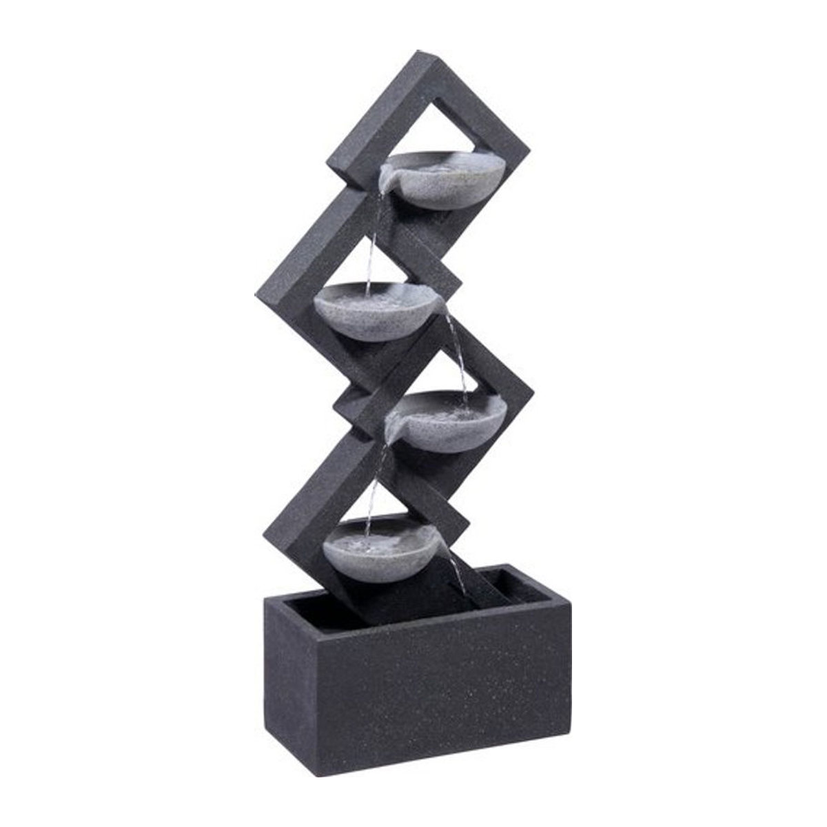 dobar Kaskaden-Gartenbrunnen aus Polyresin mit 4 Schalen und LED-Beleuchtung, grau, B/T/H: 20,5 x 41,5 x 100,5 cm - Bild 2