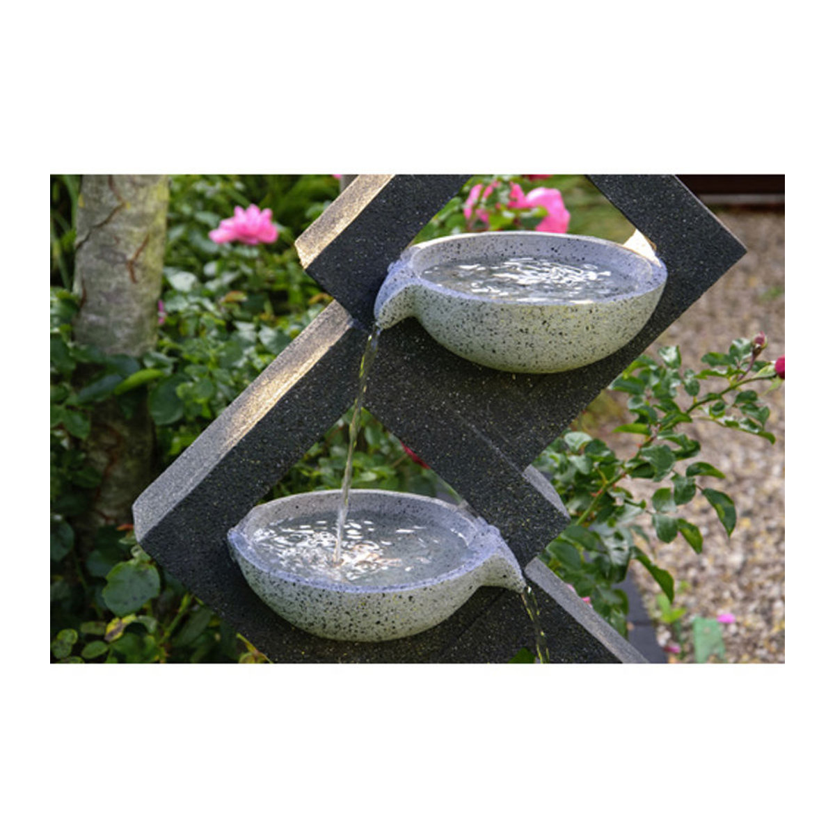 dobar Kaskaden-Gartenbrunnen aus Polyresin mit 4 Schalen und LED-Beleuchtung, grau, B/T/H: 20,5 x 41,5 x 100,5 cm - Bild 4