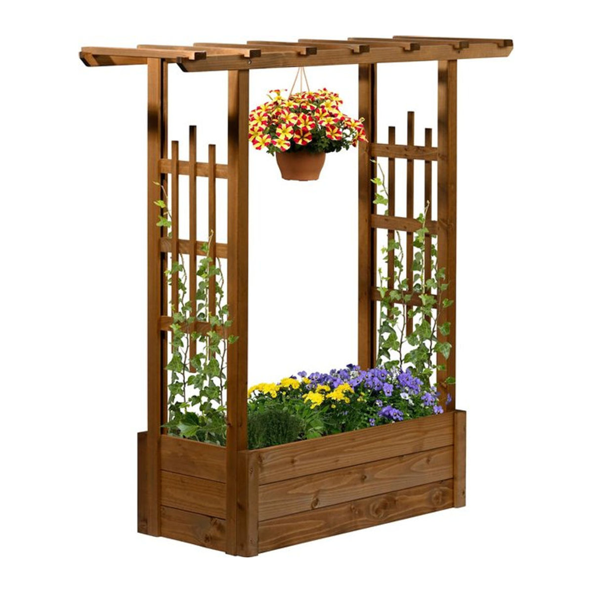 dobar Pflanzkasten Pergola aus Kiefernholz in Braun - Bild 1