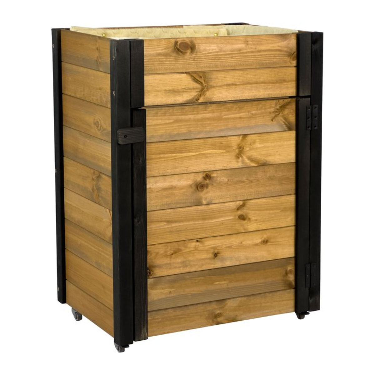 dobar Rollbarer Gartenschrank mit Pflanzkasten und Schafswolle in Braun/Schwarz - Bild 1
