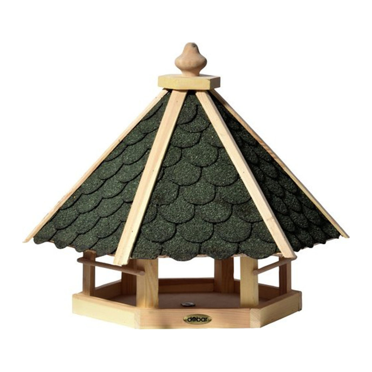 Dobar Sechseckiges Vogelfutterhaus aus Kiefernholz in Natur und Grün - Bild 1
