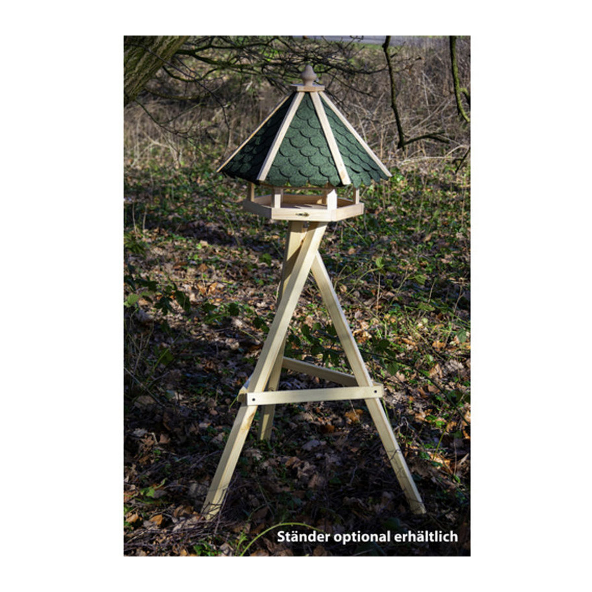 Dobar Sechseckiges Vogelfutterhaus aus Kiefernholz in Natur und Grün - Bild 2