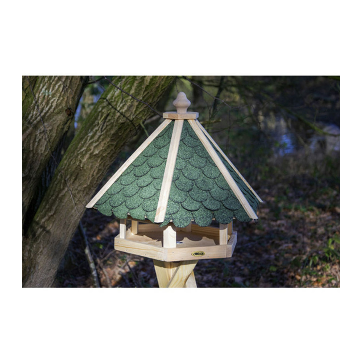 Dobar Sechseckiges Vogelfutterhaus aus Kiefernholz in Natur und Grün - Bild 3