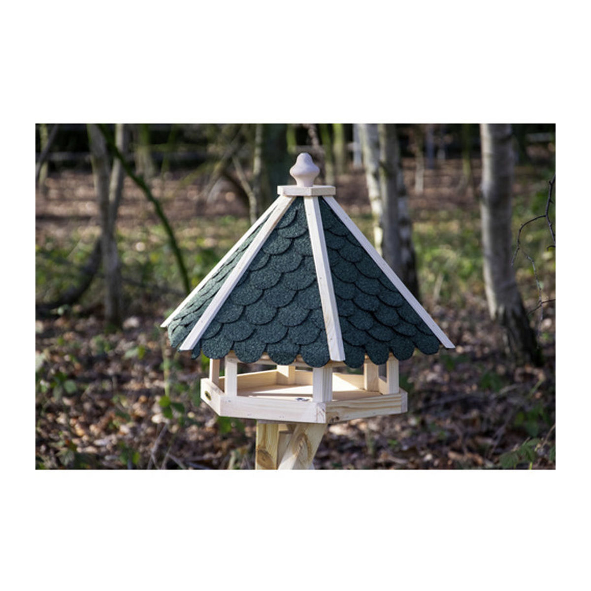 Dobar Sechseckiges Vogelfutterhaus aus Kiefernholz in Natur und Grün - Bild 5
