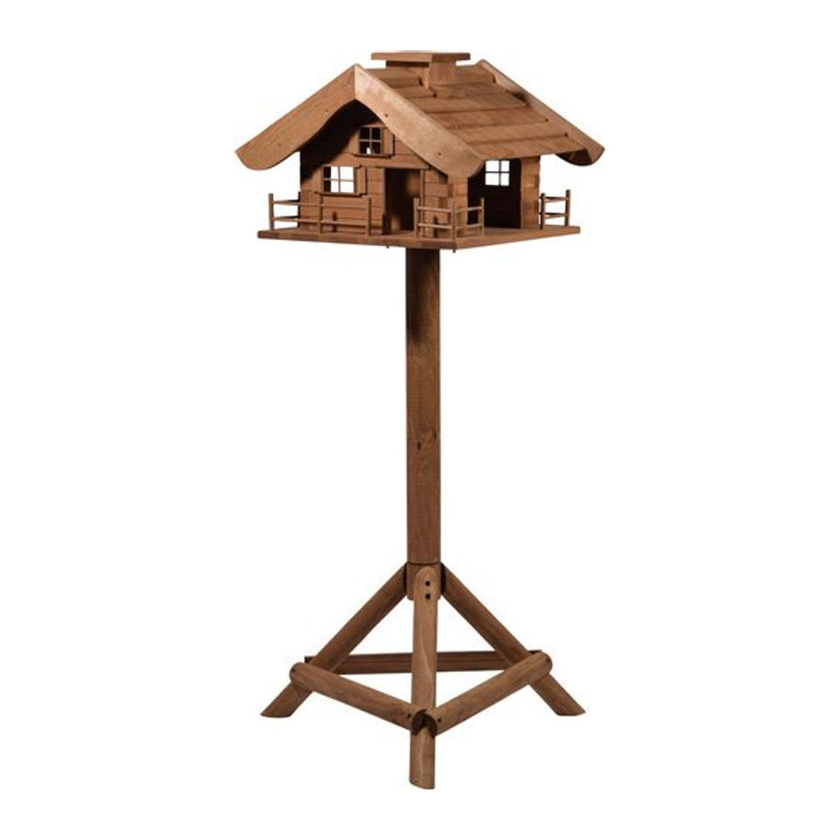 Dobar Vogelfutterhaus Almütte aus Massivholz Kiefer in Braun mit Ständer - Bild 2