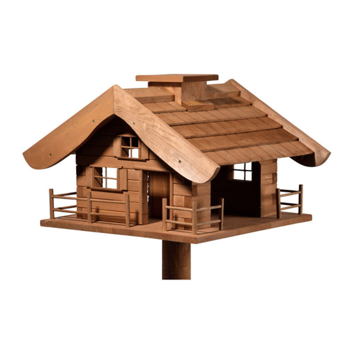 Dobar Vogelfutterhaus Almütte aus Massivholz Kiefer in Braun mit Ständer - Bild 4