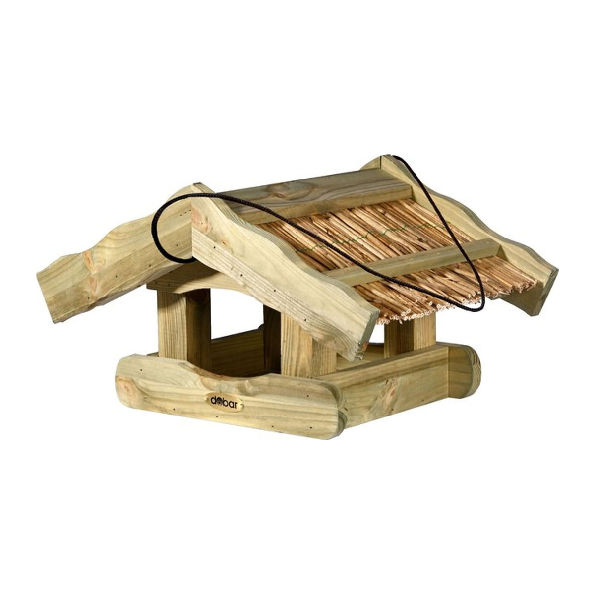 Dobar Vogelfutterhaus Saksun aus Kiefernholz mit Schilfdach in Braun hängend - Bild 1