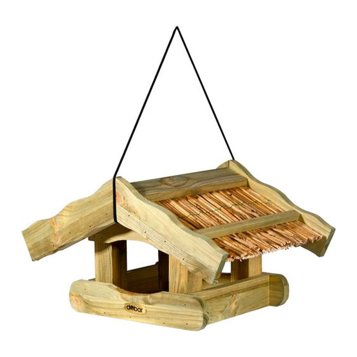 Dobar Vogelfutterhaus Saksun aus Kiefernholz mit Schilfdach in Braun hängend - Bild 2