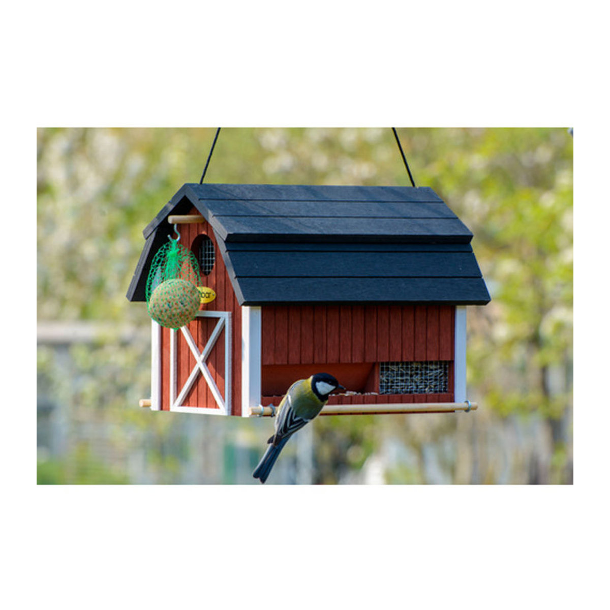 Dobar Vogelhaus Katthult aus Holz in Rot im skandinavischen Landhausstil, B/H/T: 21 x 23,5 x 31,5 cm - Bild 3