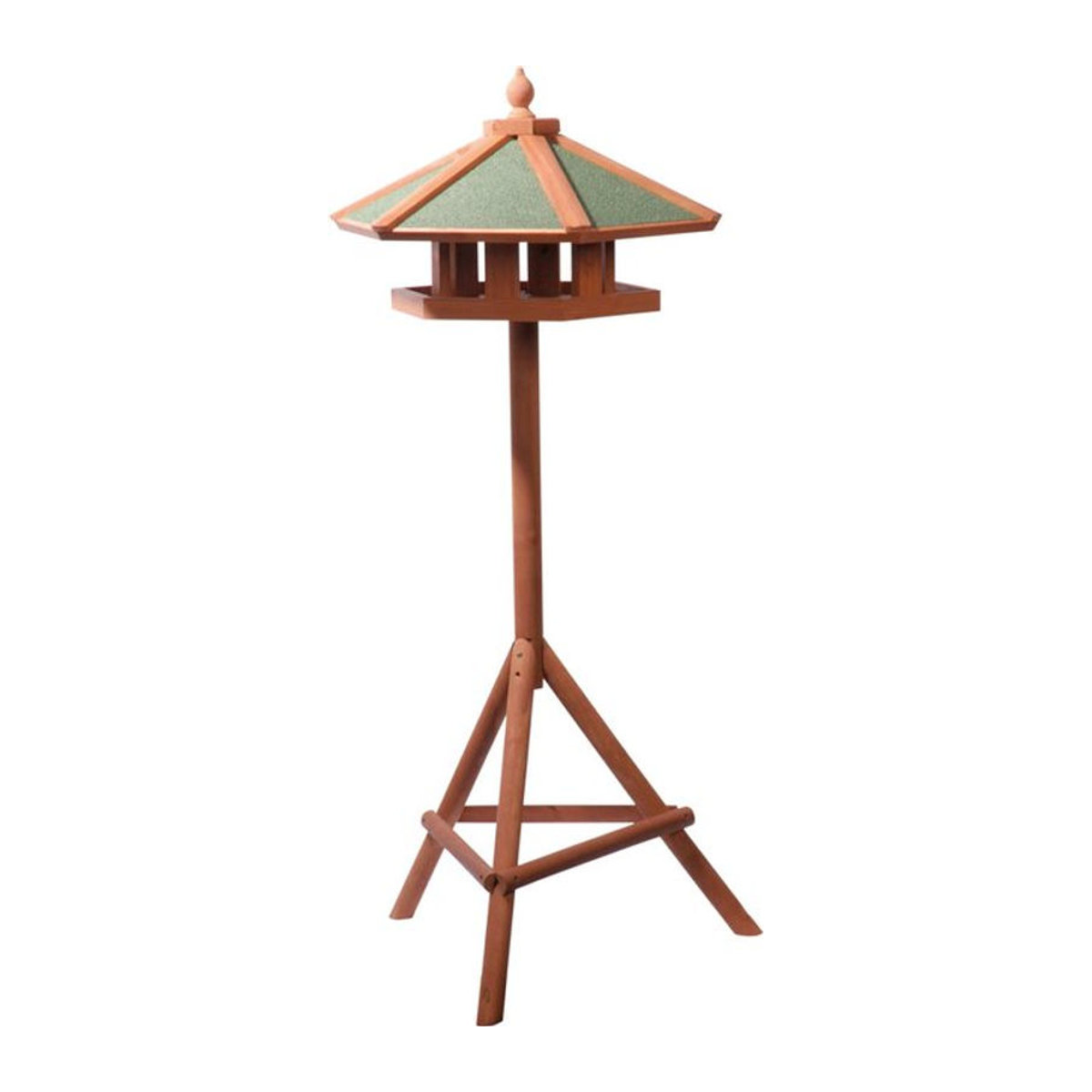 dobar Vogelhaus Panorama aus Kiefernholz mit grünem Bitumendach und Ständer in Braun und Grün - Bild 1