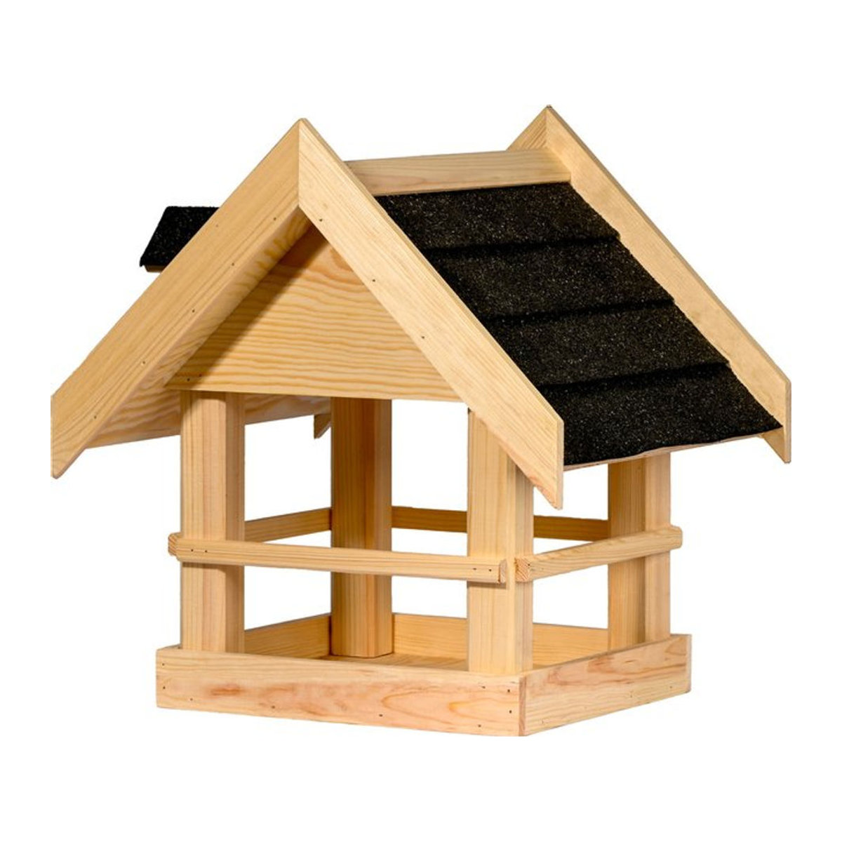 Dobar Vogelhaus Zwart aus Massivholz Kiefer in Schwarz und Natur, B: 40 cm, T: 34,5 cm, H: 23,5 cm - Bild 1