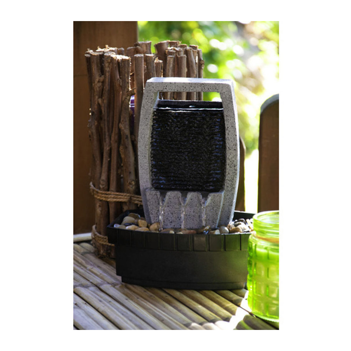 dobar Zimmerbrunnen Kaskade aus Polyresin in Grau oder Schwarz, B/T/H: 21 x 14 x 29 cm - Bild 4