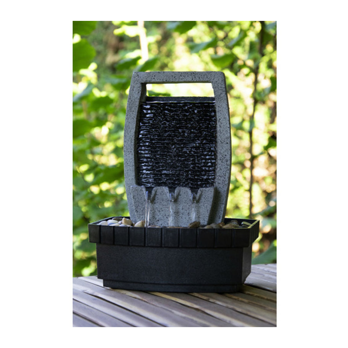 dobar Zimmerbrunnen Kaskade aus Polyresin in Grau oder Schwarz, B/T/H: 21 x 14 x 29 cm - Bild 5