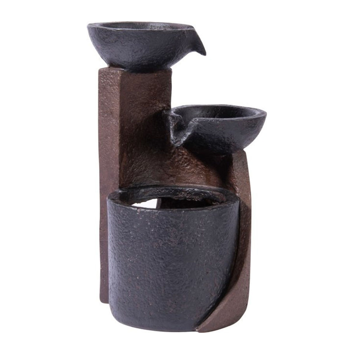 Dobar Zimmerbrunnen Kaskade aus Polyresin in Grau, Schwarz oder Braun, B/H/T: 14,2 x 22 x 14,2 cm - Bild 1