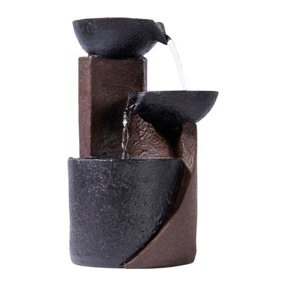 Dobar Zimmerbrunnen Kaskade aus Polyresin in Grau, Schwarz oder Braun, B/H/T: 14,2 x 22 x 14,2 cm - Bild 2