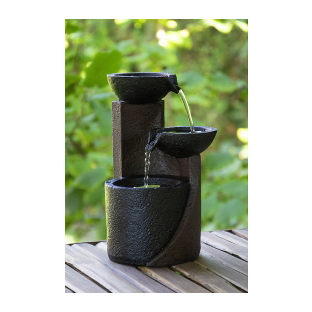 Dobar Zimmerbrunnen Kaskade aus Polyresin in Grau, Schwarz oder Braun, B/H/T: 14,2 x 22 x 14,2 cm - Bild 4