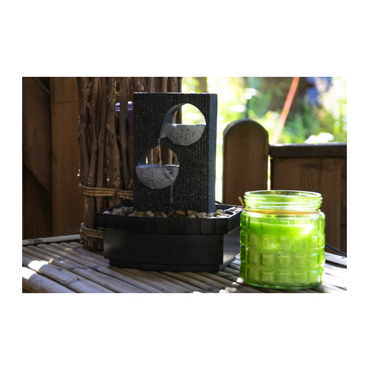 Dobar Zimmerbrunnen Kaskade aus Polyresin in Schwarz, B/H/T: 20,5 x 26 x 16,5 cm - Bild 4