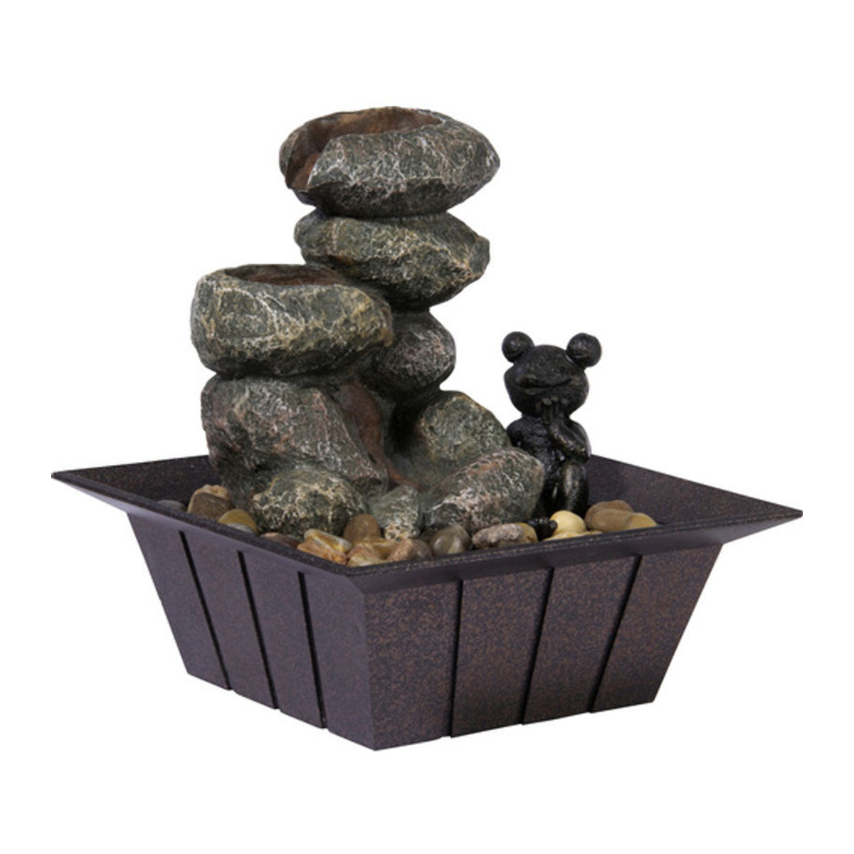 DOBAR Zimmerbrunnen mit Zierfrosch in Schwarz aus Kunstharz, B/H/T: 20 x 21,5 x 20 cm - Bild 6