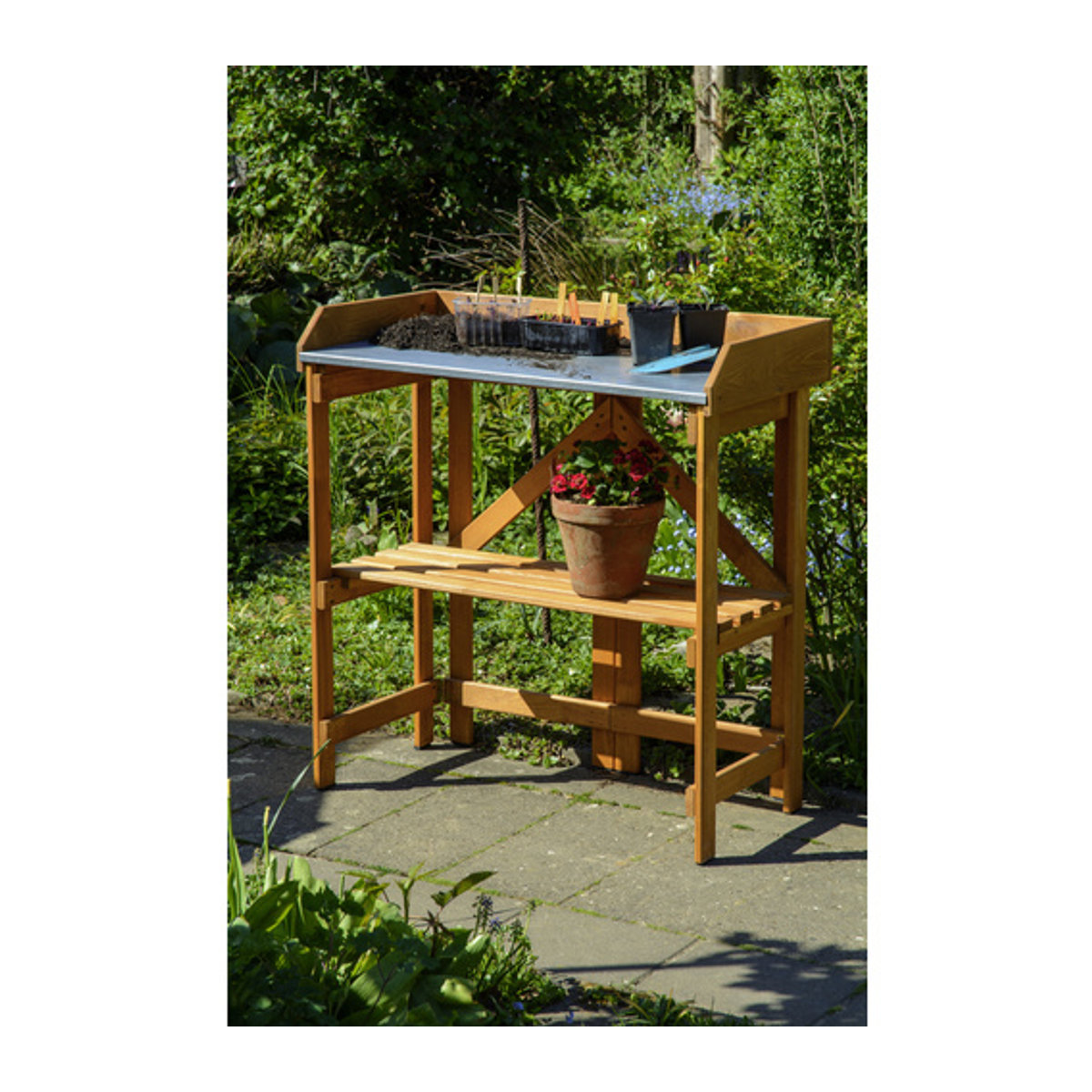Dobar Zusammenklappbarer Pflanztisch aus Kiefernholz in Braun, B/T/H: 85 x 44 x 89 cm - Bild 3