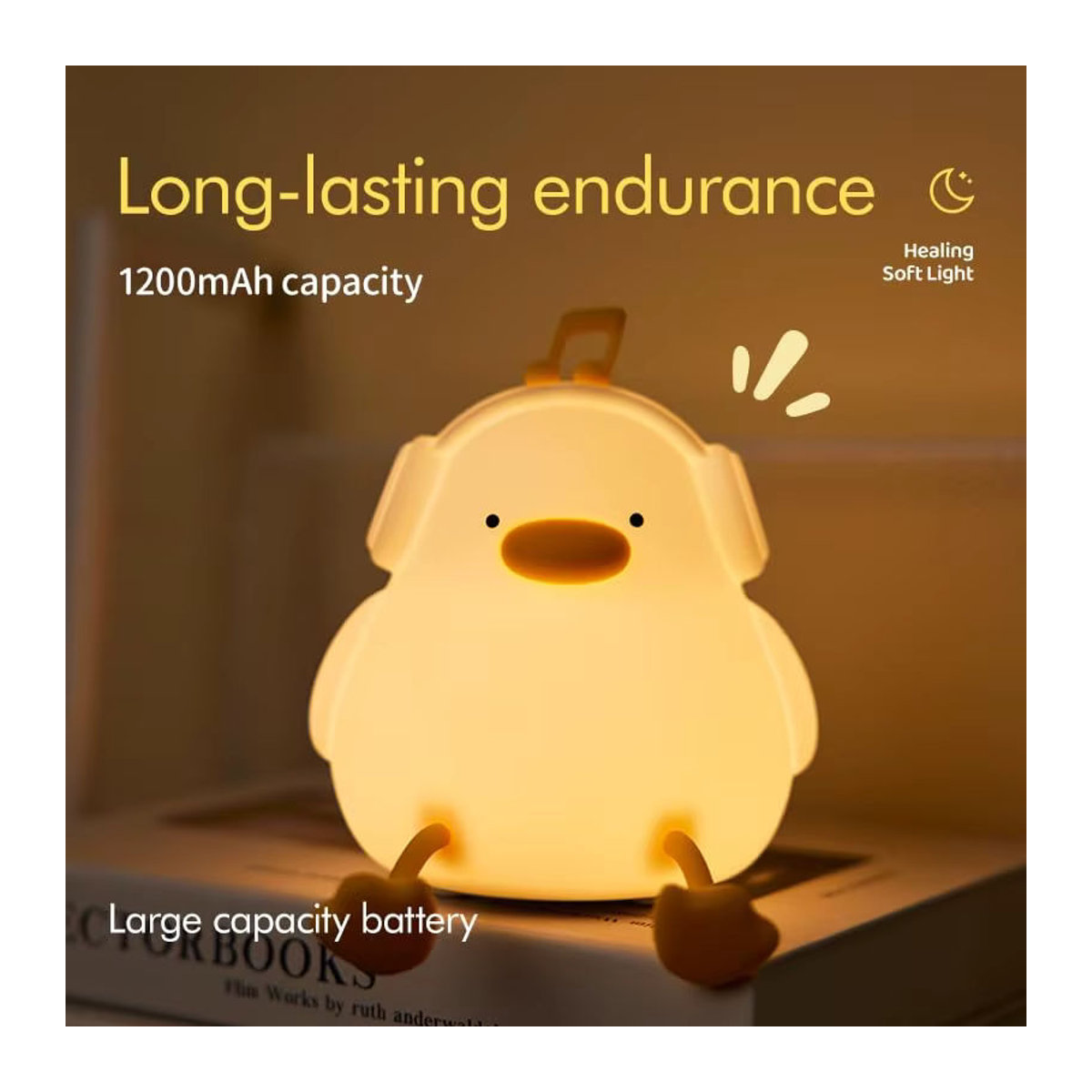 DoDo Duck LED Nachtlicht aus Silikon in Weiß, dimmbare und wiederaufladbare Entenlampe für das Kinderzimmer - Bild 3