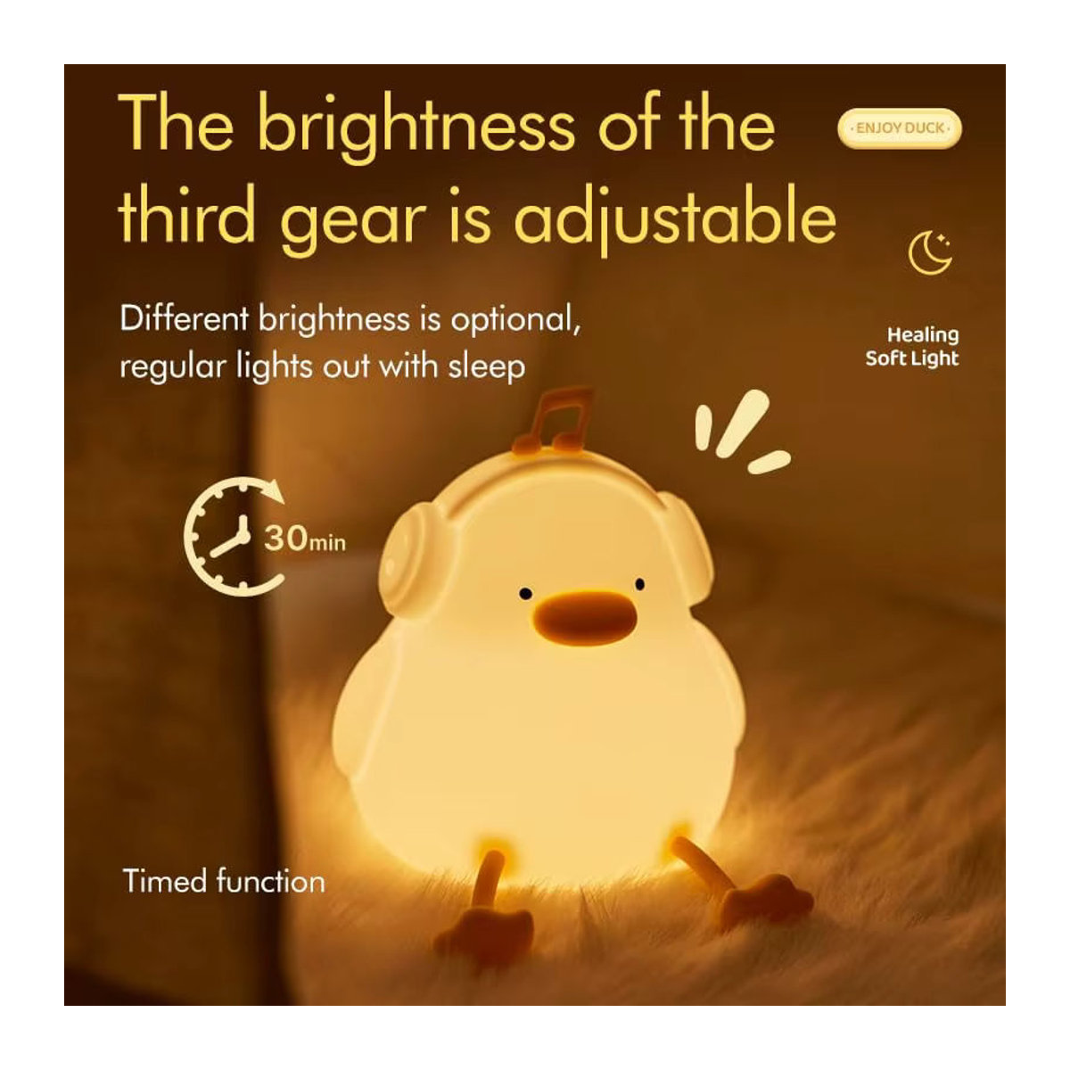 DoDo Duck LED Nachtlicht aus Silikon in Weiß, dimmbare und wiederaufladbare Entenlampe für das Kinderzimmer - Bild 5